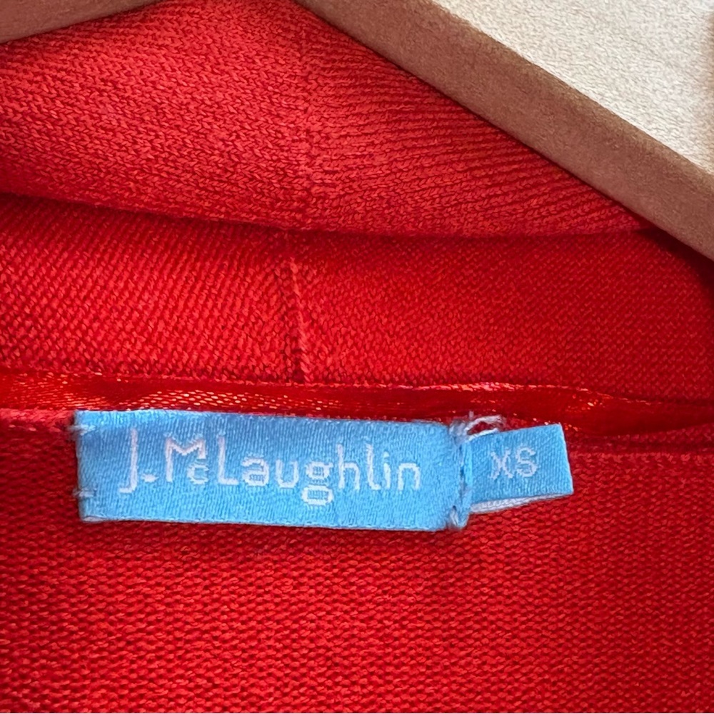 J. McLaughlin Halsey Open-Front Cotton Cardigan | Tomato Red | Size XS - Picture 7 of 11